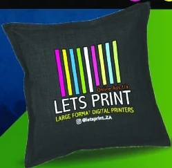 Branded Scatter Cushion as shown in the Lets Print 2026 catalogue