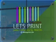 Perspex Sign with Standoffs as shown in the Lets Print 2026 catalogue