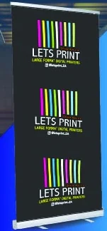 Roll-Up Silver Stand as shown in the Lets Print 2026 catalogue